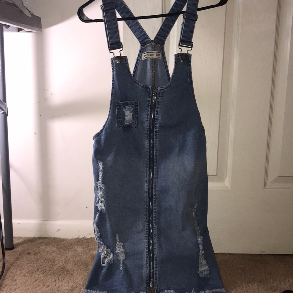 Denim skirt overalls